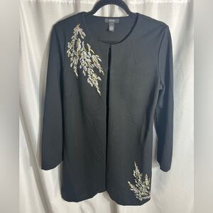 Alfani Women's Black Rose Shimmer Embroidered Blazer Jacket Size S Overcoat